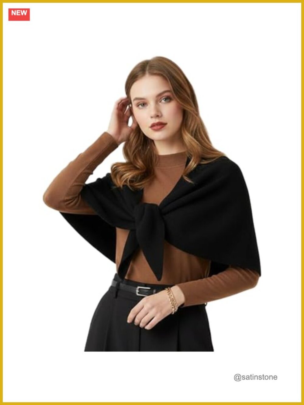 Womens Triangle Knit Shawl Scarf Tie-Front Wrap Lightweight